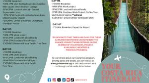 Costa Rica Orosi Itinerary